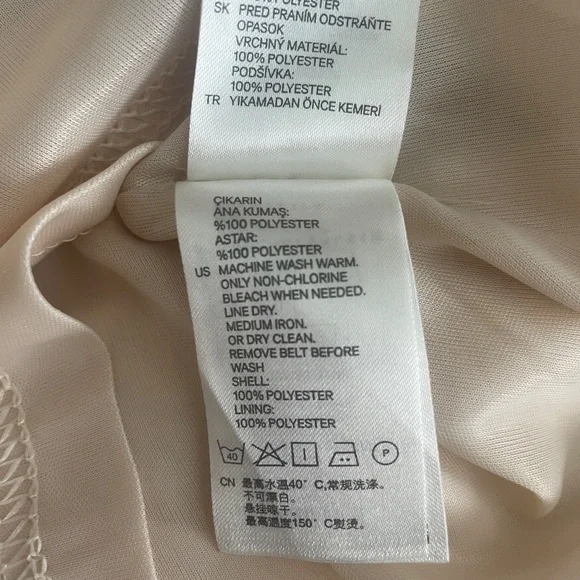 H&M Ivory Slip Mini Dress with Black Belt, Size 4 - Picture 7 of 7